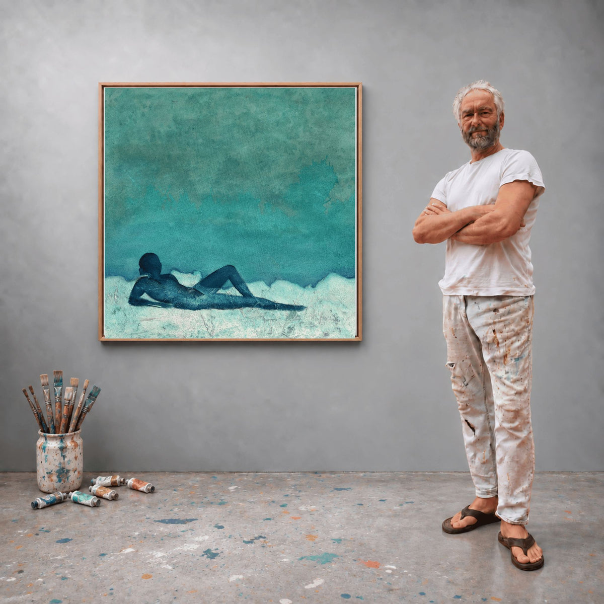 Blue lady on the beach