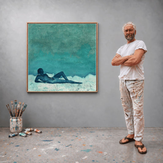 Blue lady on the beach