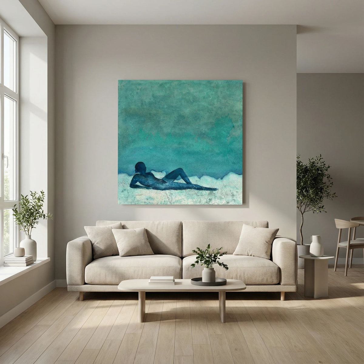 Blue lady on the beach