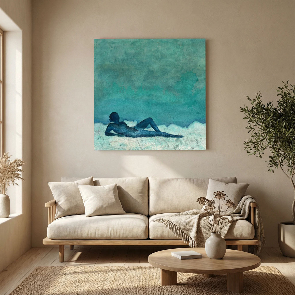 Blue lady on the beach